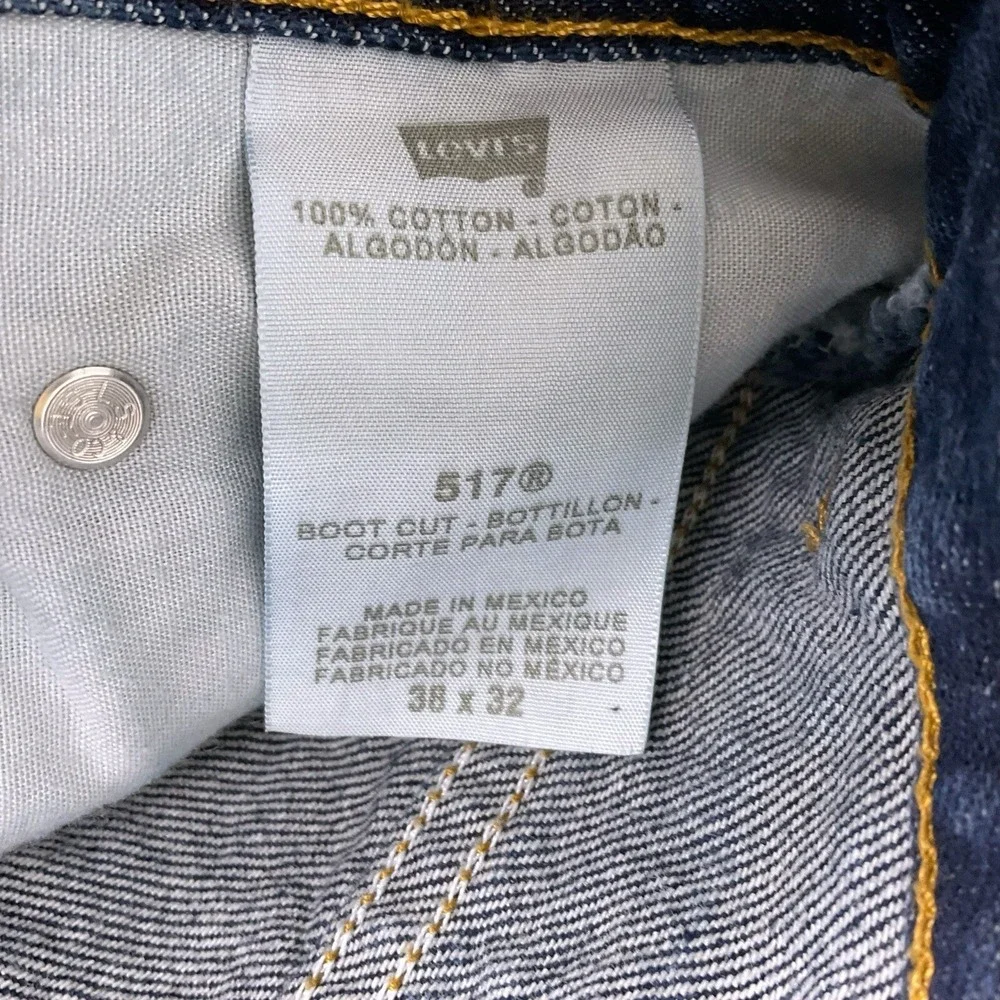 Levis Jeans Men 38x32 Dark Blue 517 Bootcut Denim Vintage Cotton
